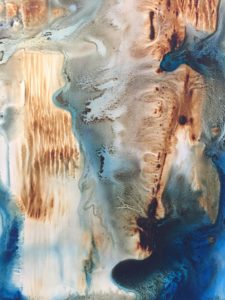 Ocean Abstract Brayer-rolled watercolors on Yupo paper 6" x 10"
